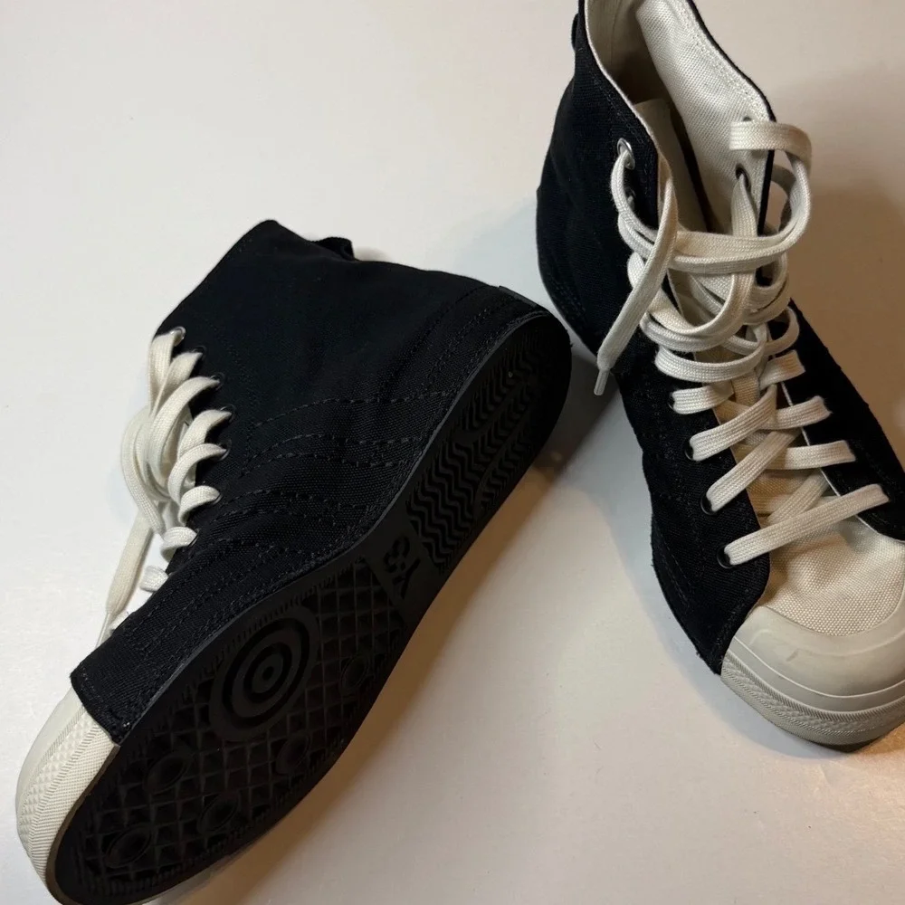 Adidas Y-3 Yohji Yamamoto Nizza High Black White Canvas Sneakers Mens 7